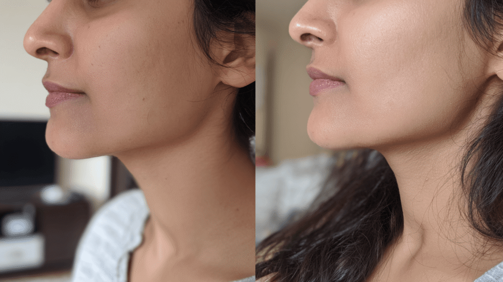 Before and after sun protection results with sunscreen